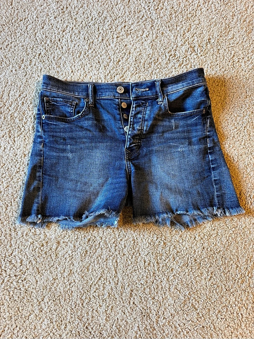 Express Midi Vintage High Rise Denim Shorts Blue Size 4